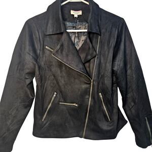 Andree by Unit Black Suede Blazer Jacket Cropped Zip Small NWT Biker Grunge Edgy